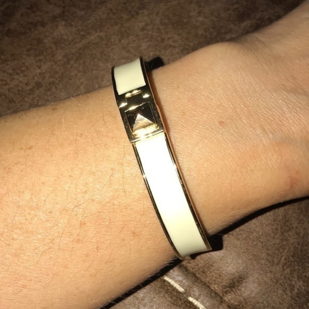 kate spade ivory hinged bangle bracelet with lock